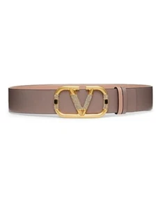 Valentino Vlogo 70/28 Crystal Embellished Reversible Leather Belt Women's NEW - Picture 1 of 24