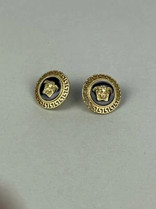 Versace Gold Medusa Black Stud Earrings - Picture 1 of 5