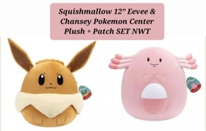 Squishmallow 12 Zoll Eevee & Chansey Pokemon Center Plüsch + Patch SET Neu mit Etikett *VERSAND* - Bild 1 von 1