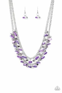 "Paparazzi - Collar Pionero de Guijarros y Abundante Pulsera de Guijarros ""Conjunto Púrpura" - Imagen 1 de 5