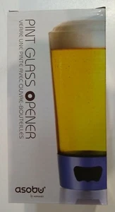 Asobu Pint Glass Beer Mug with Beer Opener Base 16 oz - Light Blue - Picture 1 of 5