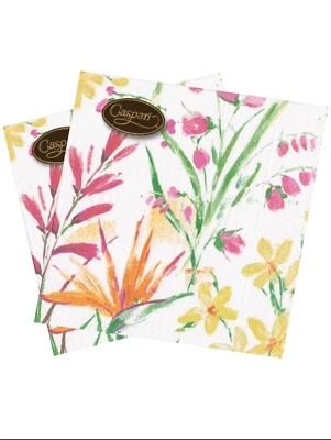 Caspari Luncheon Napkins, Brushstroke Floral - 2 Packs (14430L) - Image 1 of 2
