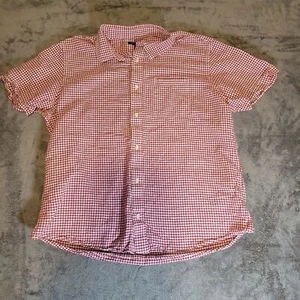 Boy's Banana Republic Red Plaid Button Down Size XL Linen Blend Shirt - Picture 1 of 8