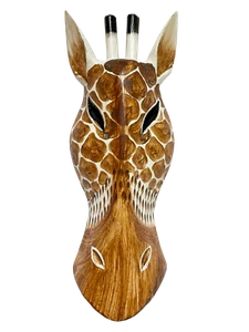 Giraffe Mask Wooden Hand Carved Wall Art Fair Trade Animal Wall Hanging 3 Sizes - Picture 1 of 3