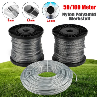 FOREVER SPEED Trimmerfaden Stahldraht Freischneider Rasentrimmer Faden 2,4mm x 100M/ 3mm x 50M