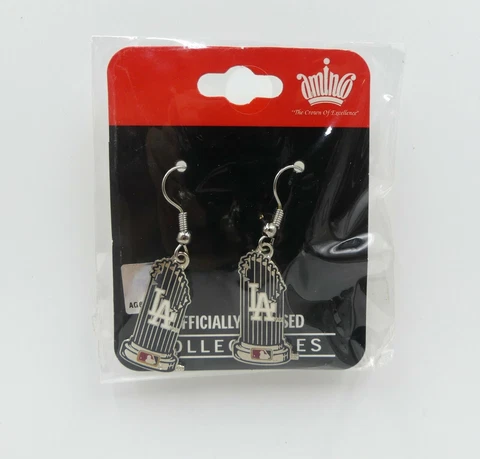 MLB Los Angeles Dodgers Trophy Earrings Aminco Officially Licensed Collectible Cover