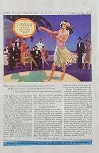 Hawaii Touristenbüro, Hula Mädchen Vintage 1928 Farbmagazin Anzeige - Bild 1 von 1