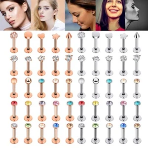 10-15pcs 16G Labret Stud Surgical Steel Gem Monroe Lip Ring Helix Tragus Earring - Picture 1 of 11
