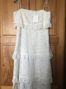 ZIMMERMANN Lumino White Daisy Lace Tiered Ruffle Midi Dress, UK12, New - Picture 1 of 8