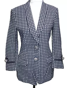 Autentico blazer due bottoni Giorgio Armani blu stampa diamante - taglia 38 - Foto 1 di 10