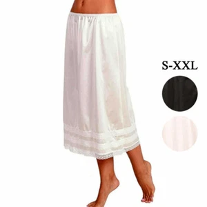 Damen-Spitzen-Halbrock Langes Kleid Verlängerung Unterkleid Unterrock : - Bild 1 von 8