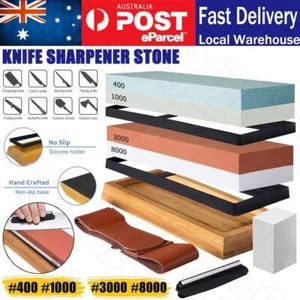 Dual Knife Sharpening Stone Set Water Whetstone Sharpener Cutter With Belt Set - Picture 1 of 12