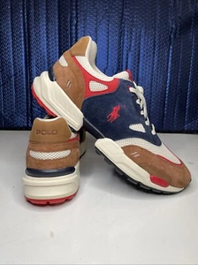 Polo Ralph Lauren Men's Navy/Brown Polo Retro Jogger Sneakers Size 13 - Picture 1 of 5
