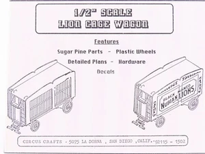 G 1/24 Scale Circus Crafts Craftsman Kit CW-103 Undecorated Lion Cage Wagon - Picture 1 of 3