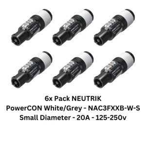 6x Pack NEUTRIK PowerCON NAC3FXXB-W-S Output 3 Conductor 6-12mm NAC3FCB Grey - Picture 1 of 6