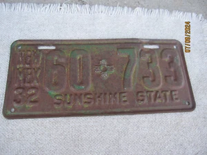 New Mexico License Plate 1932 # 60-733 The Sunshine State rusting but good - Picture 1 of 6