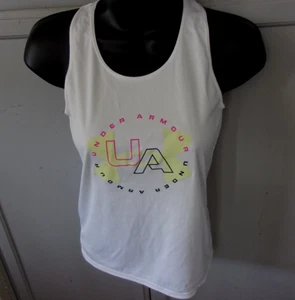 Under Armour Racerback Women’s Loose Tank Top M white w logo - Picture 1 of 5