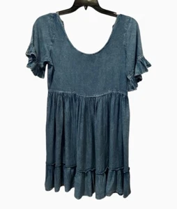 Exist Dress Womens Medium Blue Baby Doll Ruffle Sleeve Bohemian Chambray - Picture 1 of 9