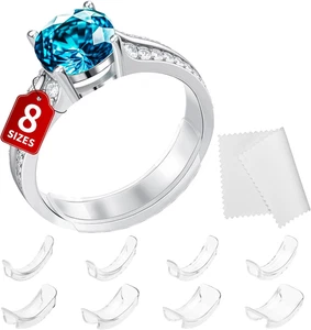 Ringgrößen für lose Ringe - 8er Pack unsichtbare Schutzvorrichtungen Resizer für Männer und Frauen, - Bild 1 von 11