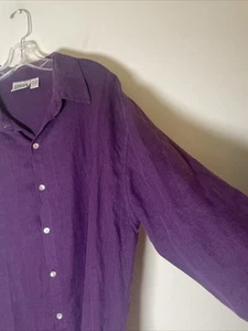 Chicos 100% Linen Women’s Tunic Purple Shirt Button Up, Shell Button Size 3 (XL) - Picture 1 of 8