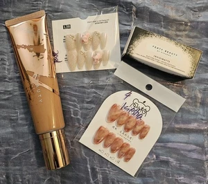 FENTY BEAUTY BY RIHANNA ~ BODY SAUCE Hunnie + Blotting Paper + Press On Nails!! - Picture 1 of 11