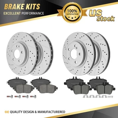 Rotores de freno delanteros traseros + pastillas con herrajes para Mercedes-Benz Cla250 2014-2019 Foto 1 de 4