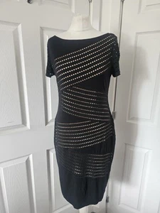 Joseph Ribkoff perforiertes schwarzes Kleid figurbetont Jersey Stoff Stretch Gr. 14 - Bild 1 von 12