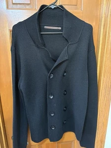 Emozioni Uomo Knit Wool Blend BEAUTIFUL Black Men’s Blazer Cardigan Italy Sz M - Picture 1 of 7