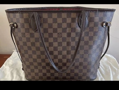 Louis Vuitton Neverfull MM Damier Level Interior Rojo ¡con Cartera a Juego! Foto 1 de 4