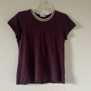 GOLDIE Baby Tee Pullover mit Ringerkragen dehnbar Damen Small Burgundy - Bild 1 von 7