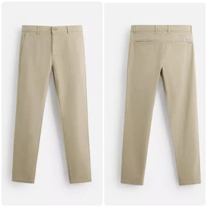 Zara Man Skinny Fit Chino Pants Size 38 US 48 EUR Beige Stretch Preppy 38x31 - Picture 1 of 10