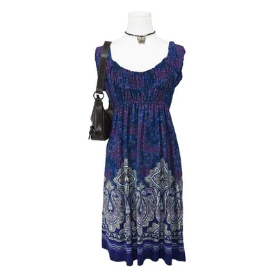 Tiana B. Boho Paisley Midi Dress Women’s PS Purple Blue Smocked Y2K Festival - Image 1 of 4