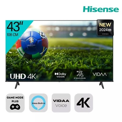 Hisense Fernseher 43 Zoll 4K Ultra HD Sprachassistenten Game Mode Plus 43A6N - Bild 1 von 4