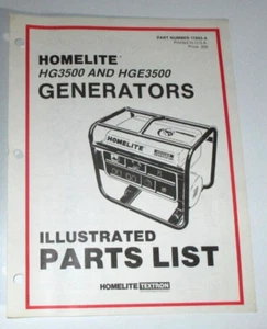 Homelite HG3500 & HGE3500 Generator Teileliste Katalog Handbuch Buch Original! - Bild 1 von 2