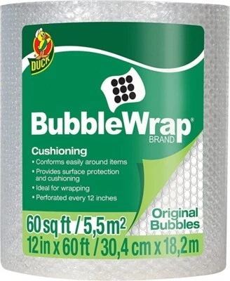 Duck # 286687 Small Bubble Cushioning Wrap - Clear, 12 in. x 60 ft. - Image 1 of 4
