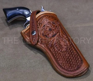 Leather Gun Holster Hand Tooled Revolver Barrel size Colt 4"-5" Cowboy Cowgirl - Picture 1 of 1