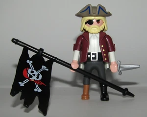 Playmobil Captain Pirate w/ Skull Flag - C24 - Picture 1 of 5