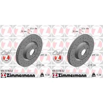2x ZIMMERMANN Disques de Frein 338mm Perforé Avant Convient pour Audi A4 A5 Q5 - Photo 1/2