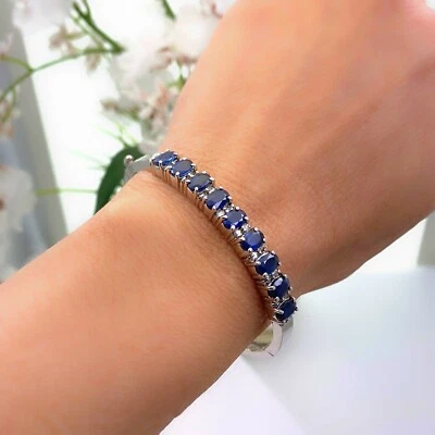 Brazalete Brazalete Zafiros y Diamantes Oro Blanco 14K Foto 1 de 4