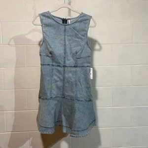 Free People Women's Alex Denim Mini Dress 12 Blue Everyday Casual Streetwear NWT - Picture 1 of 7