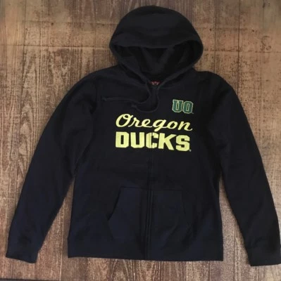 Oregon Ducks UO Youth Large XL Full Zip Hooded Sweatshirt Black Green Yellow - Image 1 of 4