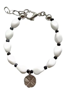 Bracelet White Jade 8x12mm Beads 7.5" to 8.5" 925 Silver Pendant & Clasp #90 New - Picture 1 of 7