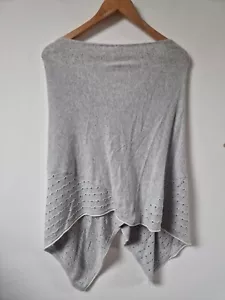Mint Velvet Cashmere Wool Blend Poncho Shawl Grey One Size - Picture 1 of 6