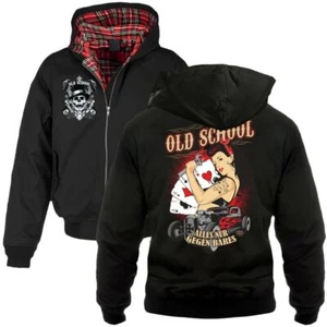Harrington Jacke mit Kapuze Oldschool Alles gegen Bares Rockabilly Pin Up Bikes - Bild 1 von 4