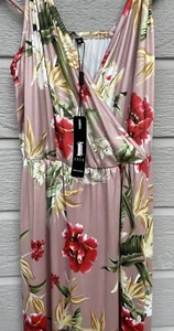 II INIM Floral Beach Maxi Sundress Boho V Neck Spaghetti Strap Rose Pink Sz M - Picture 1 of 5