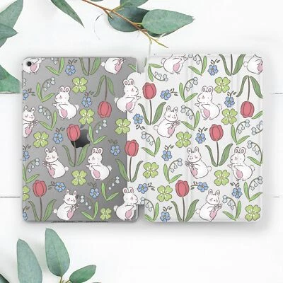 Cute Rabbits Bunnies Flowers Case For iPad 10.2 Pro 12.9 11 9.7 Air 4 5 Mini - Image 1 of 4