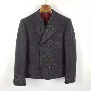 Chaqueta tradicional de lana gris bordada Miesbacher Joppe para hombre talla 46 S - Imagen 1 de 8