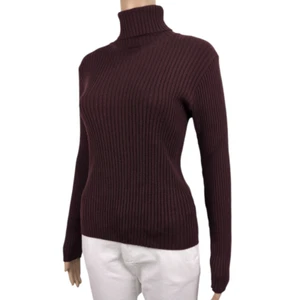 Olsen Europe Sweater Burgundy Size US 6 Merino Wool Knit Stretchy - Picture 1 of 8