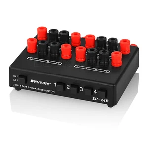 2-IN-4-OUT Manual Audio Selector Speaker Switcher Box Stereo Amplifier Splitter - Picture 1 of 15