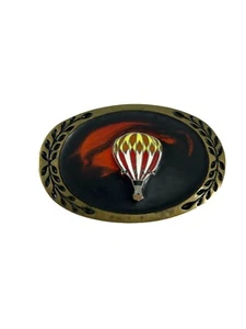 Vintage Solid Brass Hot Air Balloon Belt Buckle Western Retro Cowboy Rodeo - Picture 1 of 6